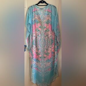 Lilly Pulitzer Blue and Pink Kaftan Dress